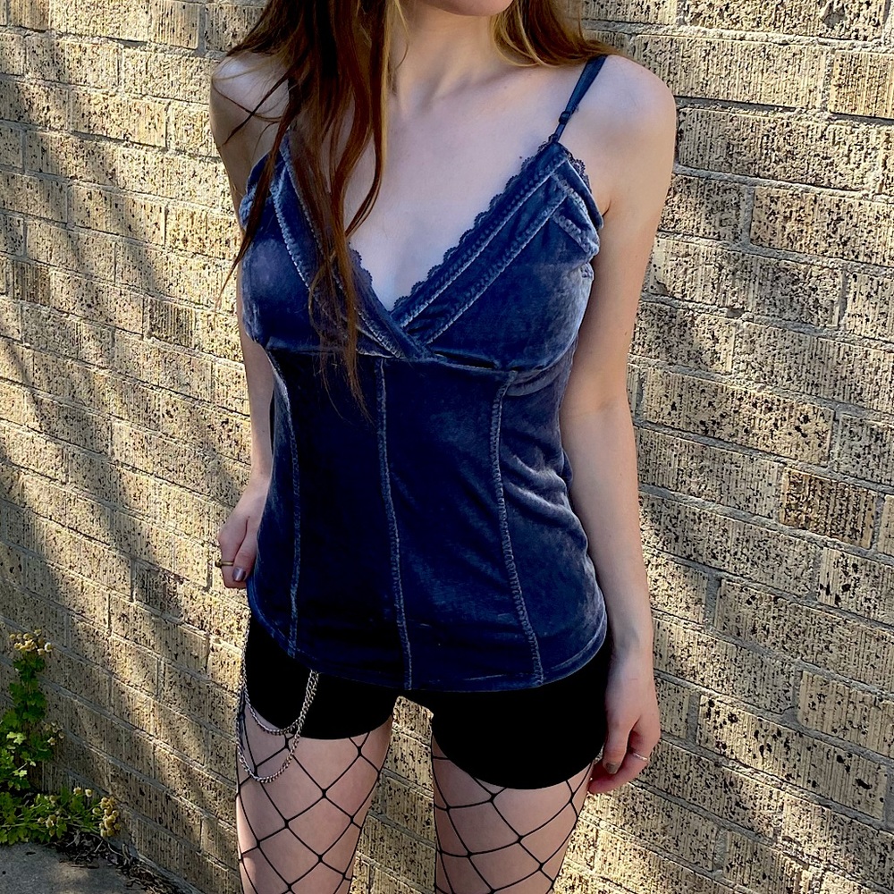 Laced Velvet Dark Grey Top